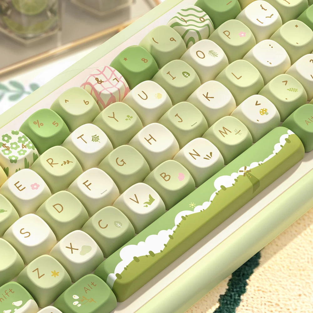 145 Keys Green MOA Profile PBT Keycaps Customs Dye Sub Keycap For Cherry Mx Switch Gaming Mechanical Keyboard MCA key caps DIY